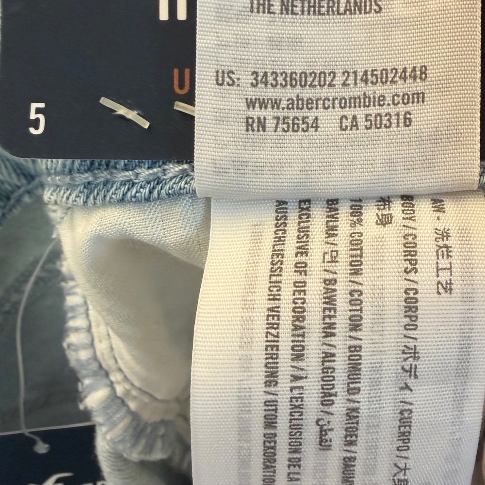 Hollister Ultra High-Rise Ruffle Denim Skirt Light Wash Raw Hem Size 5 W27 NWT - Picture 6 of 8